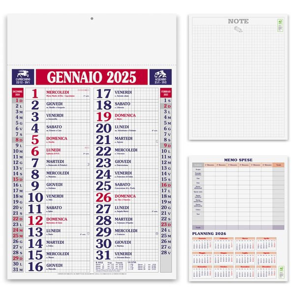 Claps 001 - Calendario Internazionale con Pagina Note