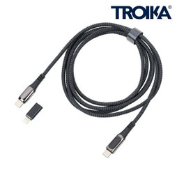 TROIKA CBL20 - High-Speed USB-C Cable with Display and Adapter