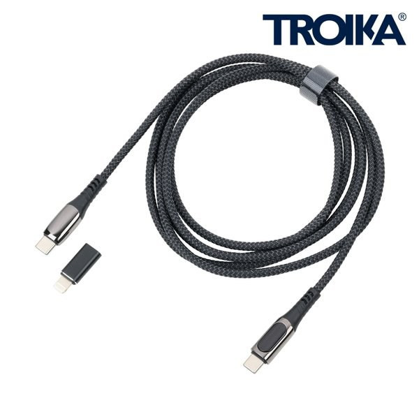 TROIKA CBL20 - High-Speed USB-C Cable with Display and Adapter