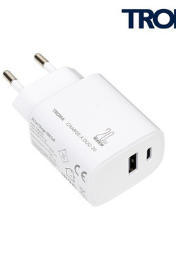 TROIKA CHA20 - Dual Port GaN Charger 20W USB-C/USB-A