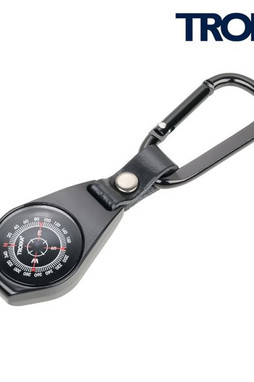 TROIKA COS25 - Compass Keyring with Carabiner and Leather Loop