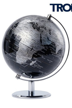 TROIKA G2001 - Sophisticated Black and Silver Globe with Chrome Base