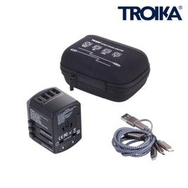 TROIKA TRA45 - Maailmanlaajuinen Matkasovitin USB-Liittimillä