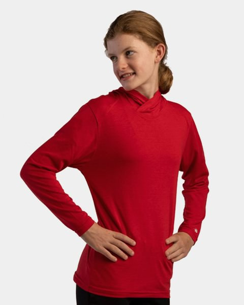 Badger 2905 - Youth Tri-Blend Surplice Hooded Long Sleeve T-Shirt