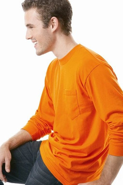 Bayside 1730 - Unisex USA-Made 50/50 Camiseta de bolsillo de manga larga