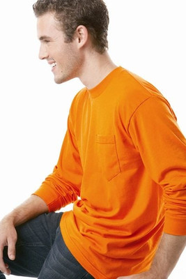 Bayside 1730 - Unisex USA-Made 50/50 Camiseta de bolsillo de manga larga