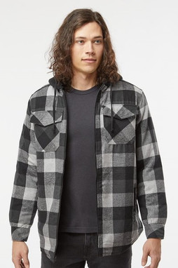 Burnside 8620 - Mens Quilted Flannel Hooded Jacket