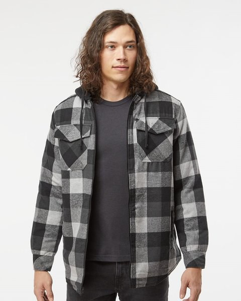 Burnside 8620 - Men's Quilted Flannel Hooded Jacket