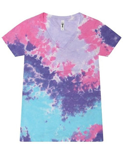 Colortone 1075 - Womens Tie-Dyed V-Neck T-Shirt