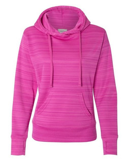 J. America 8662 - Womens Odyssey Striped Performance Fleece Lapover Hooded Sweatshirt