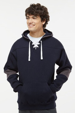 J. America 8832 - Mens Sport Lace Colorblocked Fleece Hooded Sweatshirt
