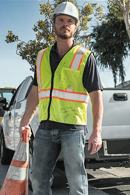 Kishigo 1527-1528 - Chaleco unisex económico de contraste con cremallera frontal