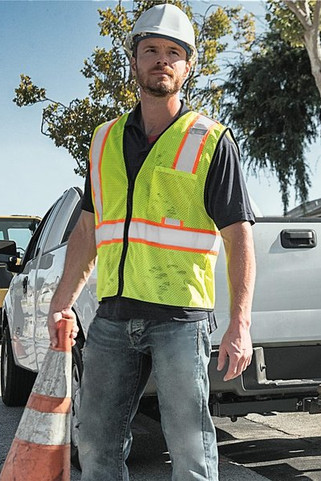 Kishigo 1527-1528 - Unisex Economy Contrasting Vest with Zippered Front