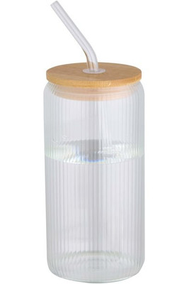 Mirage 500 ml single-walled borosilicate glass jar with bamboo lid - EgotierPro 100931