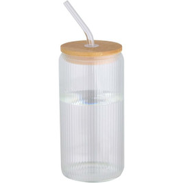 Mirage 500 ml single-walled borosilicate glass jar with bamboo lid - EgotierPro 100931