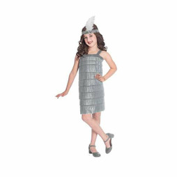 BigBuy Carnival S2442185 - Costume for Children Silver Flapper 10-12 Years Silver (2 Pieces)