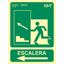 Archivo 2000 S8426392 - Sign "SALIDA DE EMERGENCIA ESCALERA SUBE IZQUIERDA" PVC 22,4 x 30 cm