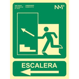 Archivo 2000 S8426392 - Sign "SALIDA DE EMERGENCIA ESCALERA SUBE IZQUIERDA" PVC 22,4 x 30 cm