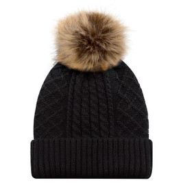 AJM 1E140L - Toque en Acrylique / Polyester Satin (Faux Fur Pom Pom 12cm, Women's)