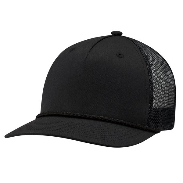AJM 5160M - Polycotton / Polyester Mesh 5 Panel Constructed Pro-Round-Five (Mesh Back)