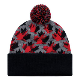 AJM 9R262M - Acrylique, Manchette Toque (Feuille d'érable, Pom Pom 8cm)