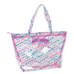 Barbie S4310957 - Damen Handtasche Logomania Durchsichtig Hellrosa 54 x 35 x 17 cm
