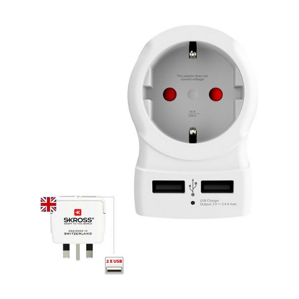 Skross S7914085 - Adaptateur de courant 1500280 USB x 2 Européen United Kingdom