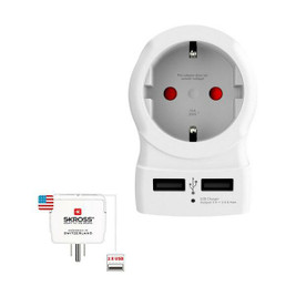 Skross S7914086 - Adaptateur de courant 1500281 USB x 2 Européen États-Unis
