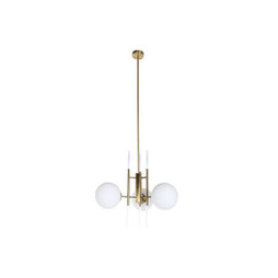 DKD Home Decor S3043652 - Suspension 64 x 64 x 64 cm Verre Doré Métal Blanc 50 W