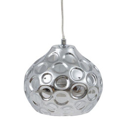BigBuy Home S8801850 - Suspension 18 x 18 x 17,5 cm Verre Argent Fer Ø 18 cm