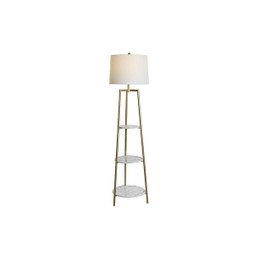DKD Home Decor S3040034 - Stehlampe Golden Metall Polyester Weiß 50 W Holz MDF (41 x 41 x 156 cm)