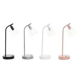 DKD Home Decor S3040142 - Desk lamp 22 x 15 x 46 cm Crystal Silver Black Grey Pink Metal White 220 V 40 W 25 W 4 Pieces