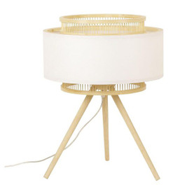 DKD Home Decor S3040122 - Desk lamp Brown Polyester White Bamboo (36 x 36 x 48 cm)