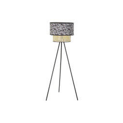 DKD Home Decor S3031124 - Stehlampe natürlich Schwarz Metall Palmen Polyester Kolonial (60 x 60 x 129 cm)