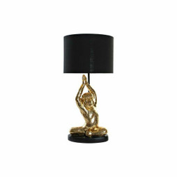 DKD Home Decor S3021005 - Tischlampe Schwarz Gold Harz 220 V 50 W (25 x 25 x 49 cm)