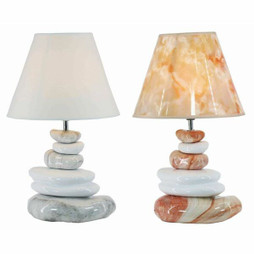 DKD Home Decor S3021021 - Tischlampe Grau Braun Polyester Steingut (2 pcs) (28 x 28 x 48 cm)