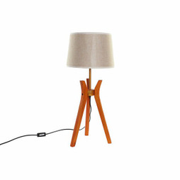 DKD Home Decor S3020719 - Tischlampe Braun Beige Polyester Holz 220 V 50 W