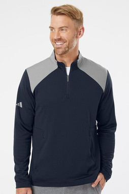 Adidas A532 - Textured Mixed Media Quarter-Zip Pullover