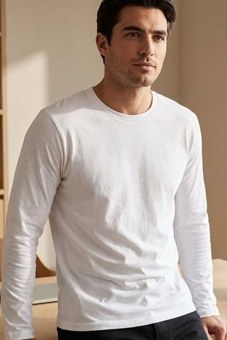 TH Clothes 30123 - T-shirt en coton à manches longues pour hommes