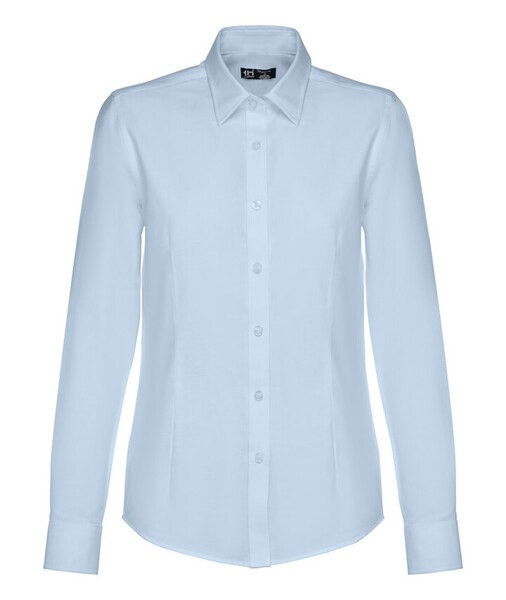 TH Clothes 30154 - Women's long-sleeved oxford shirt with pearl coloured buttons