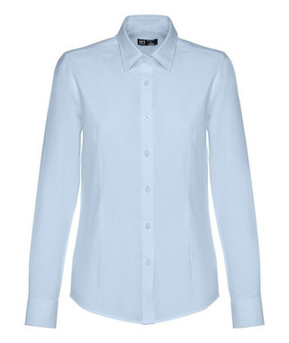 TH Clothes 30154 - Womens long-sleeved oxford shirt with pearl coloured buttons