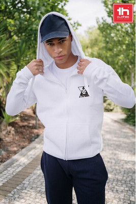 TH Clothes 30161 - Men's hoodie in cotton and polyester with full zip