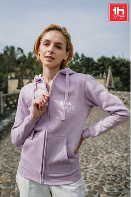TH Clothes 30162 - Women's hoodie in cotton and polyester with full zip