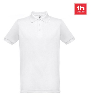 TH Clothes 30175 - Herrkortärmad pikétröja. Vit