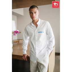 TH Clothes 30194 - Herenhemd in popeline met lange mouwen. Witte kleur