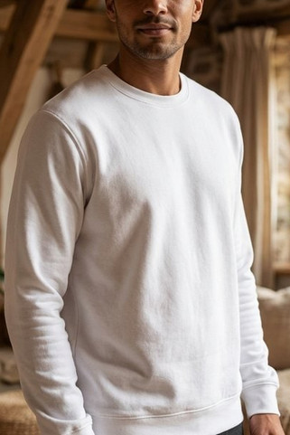 TH Clothes 30265 - Sweatshirt (unisex) aus italienischem Frottee ohne Krempel. Weiße Farbe