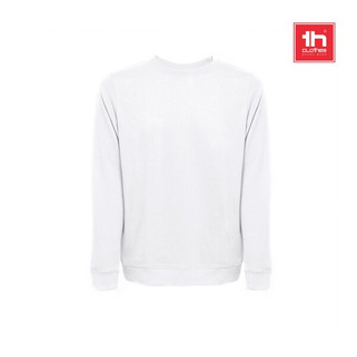TH Clothes 30265 - Unisex sweatshirt i italienska med ribbad krage, muddar och midjeband. Vit