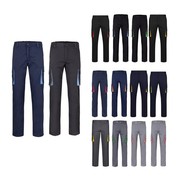 Velilla 36031 - Two-tone, multi-pocket stretch trousers (240g/m²), in cotton (46%), EME (38%) and polyester (16%)