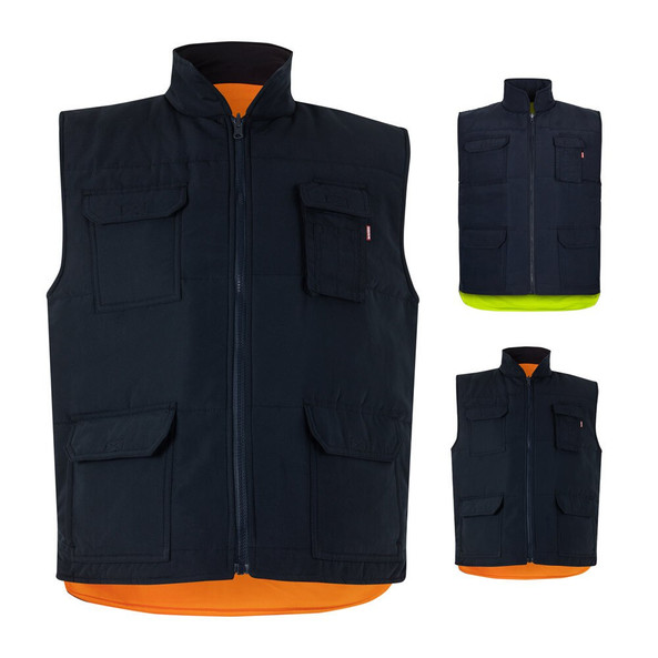 Velilla 36048 - Gewatteerd vest (220g/m²), omkeerbaar en met meerdere zakken, van polyester (100%), met ritssluiting en omkeerbare trekker