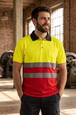 Velilla 36063 - Two-tone bird-eye polo shirt (160g/m²) with short sleeves, in polyester (100%)